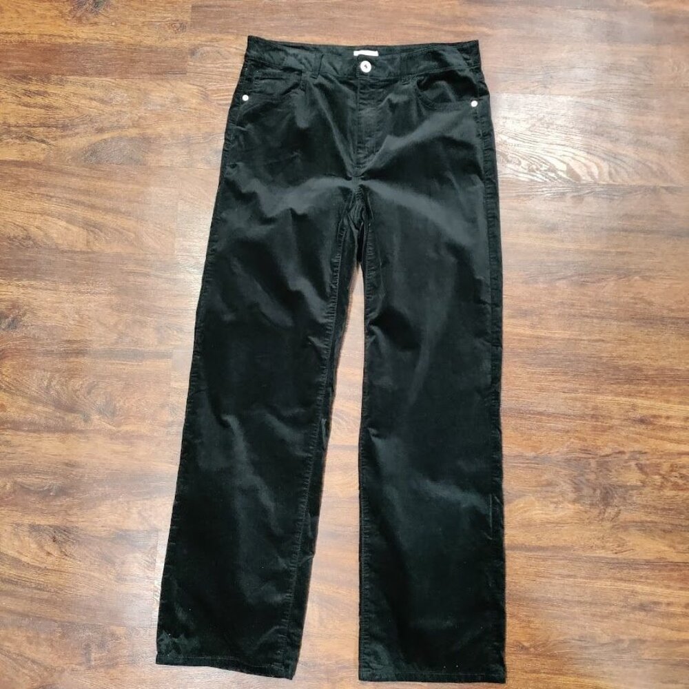 J.Jill Velvet Cotton Blend Mid Rise 5 Pocket Bootcut Pants Black Women's Size 10 - Picture 2 of 10
